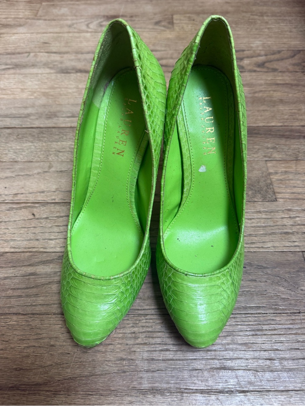 Lauren Ralph Lauren Neon Green Textured Pointed-Toe Pumps